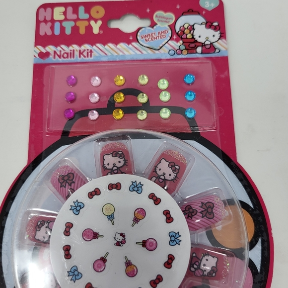 Hello Kitty Girls Press On Nail Kit Gem Stones Nail Stickers Ages 3+ - Picture 2 of 4